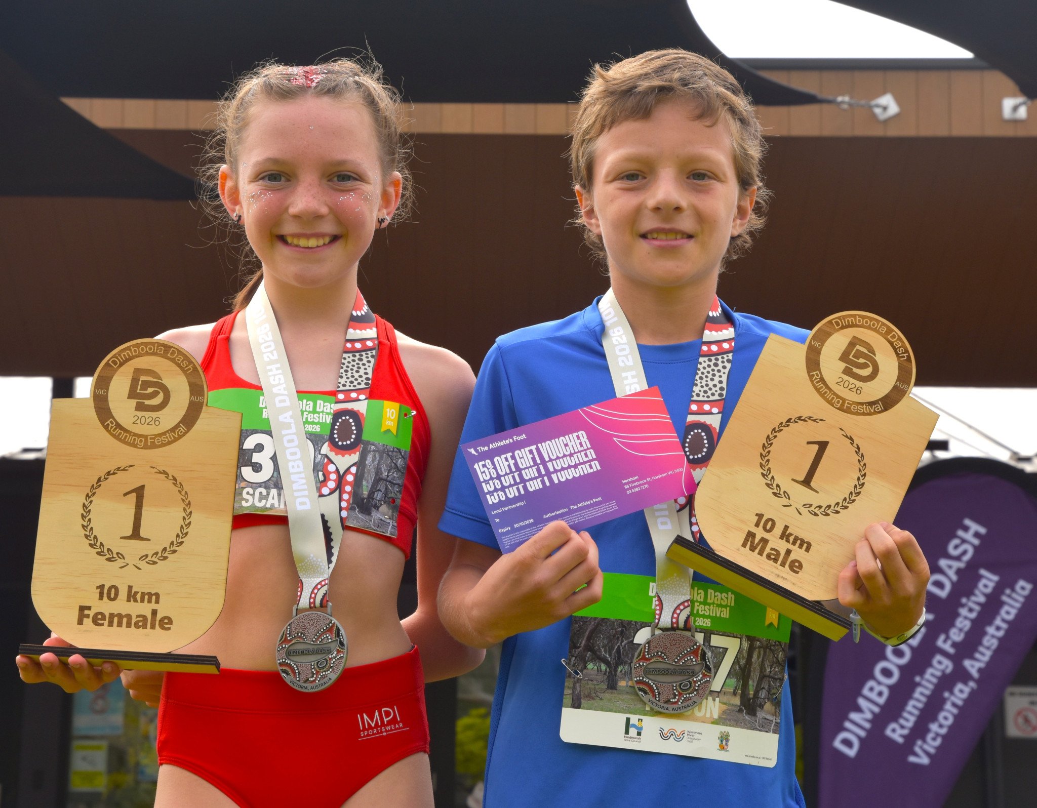 Female and male winners of the 10km event: Scarlette Williams and Nelson Rohde.