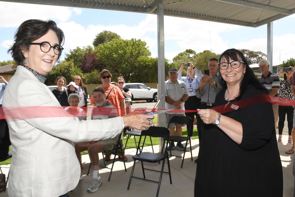 Member for Western Victoria Jacinta Ermacora and Yarriambiack Shire Council mayor Kylie Zanker cut the ribbon to officially open the Dunmunkle Community Library Precinct in Rupanyup last Friday, marking the completion of the major redevelopment project. Photo: DAVID WARD