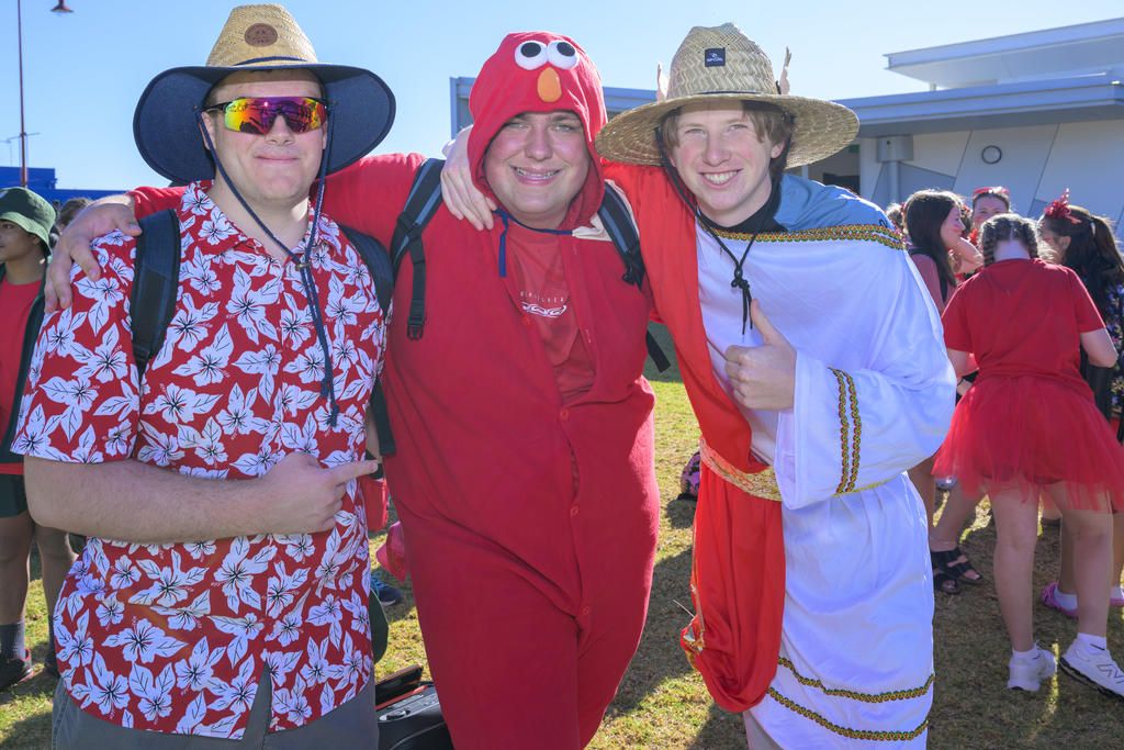 Liam Avery, Grady McCourt and Lachlan Wait represent their house team, Melleray. Photo: ROBIN WEBB