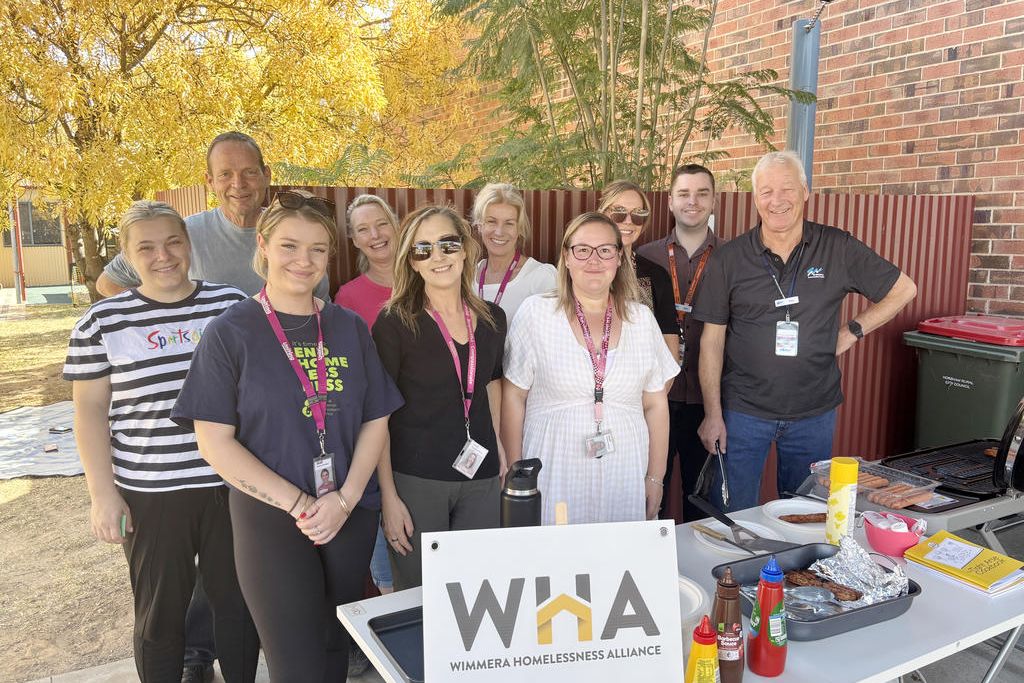 Agencies from the Wimmera Homelessness Alliance including Uniting, The Salvation Army and Grampians Community Health come together to spread awareness of youth homelessness on the national day of Youth Homelessness Matters. Photo: CAILTLIN MENADUE