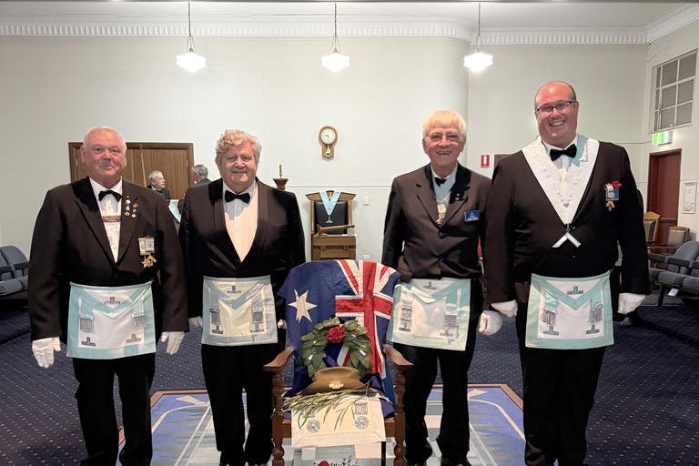 Worshipful Master of Dimboola Lodge 144 Worshipful Brother Rodney Overall, Worshipful Master of Marnoo Lodge 360 Worthipful Brother Glyn Treadwell, Worshipful Master of Wimmera Lodge 70 Worshipful Brother Geoff Evans and Worshipful Master of Lowan Lodge 107 Worshipful Brother Rhys Webb.