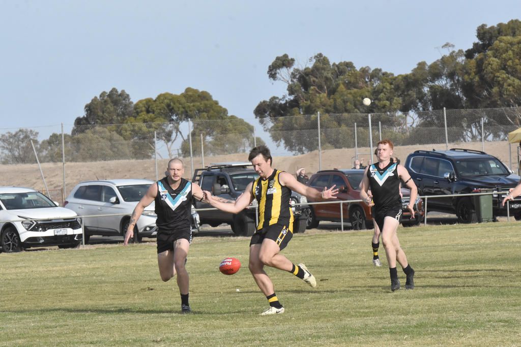 Thomas O'Dwyer kicks for goal.