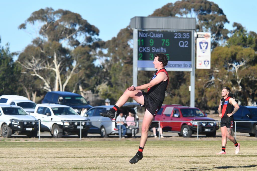 Dylan Shelley surveys his shot attempt.
