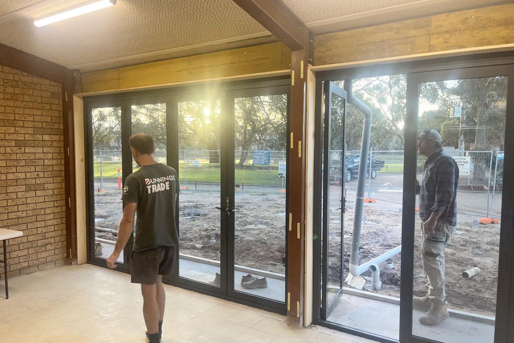 New glass doors have been installed at the community centre.
