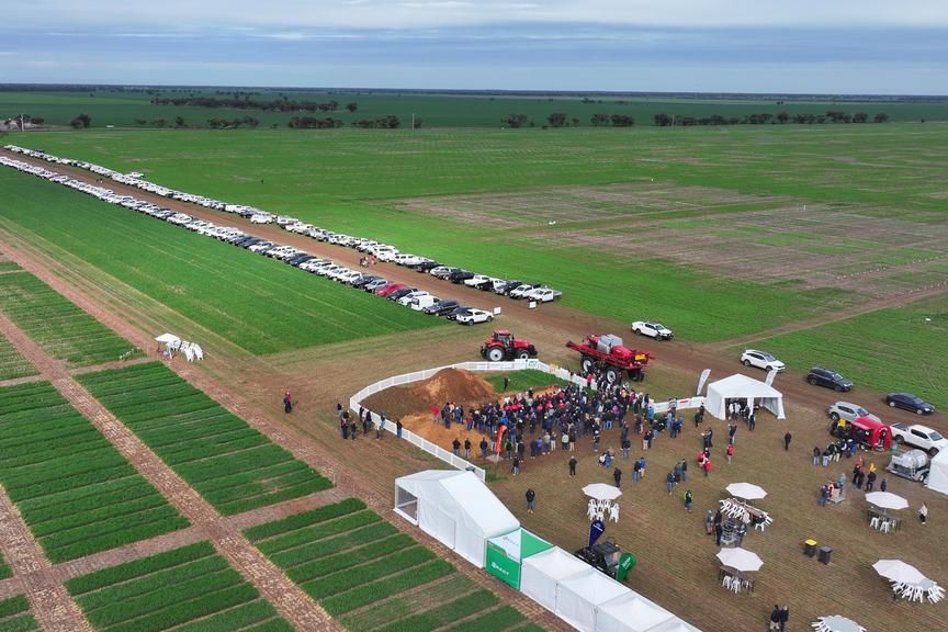 Aerial picture of the successful Birchip Cropping Group&rsquo;s Main Field Day