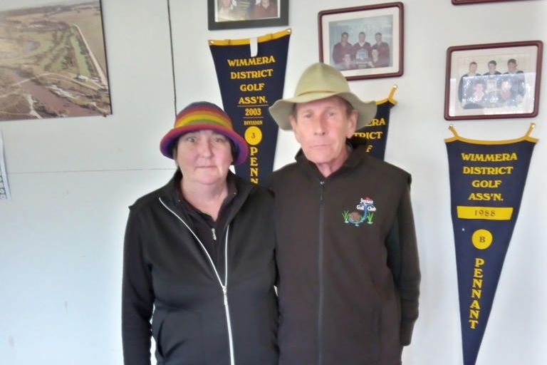 Winners Mel Wagener and Tony Foley.
