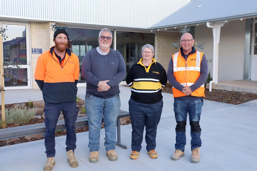 Allan Roberts (School Council Chairperson), Michael Hanal, Colleen Petschel (Principal), and Dan Erickson pictured during the Thank You BBQ school organised for Michael and Dan.