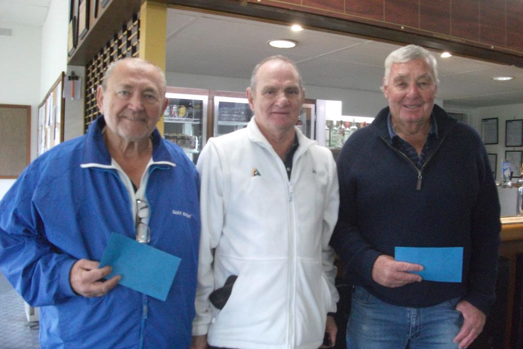 Gary Knight, Ron Hallam and Graeme McDonald (s) topped this year's Melbourne Cup Day bowls tournament at Horsham Bowls Club.