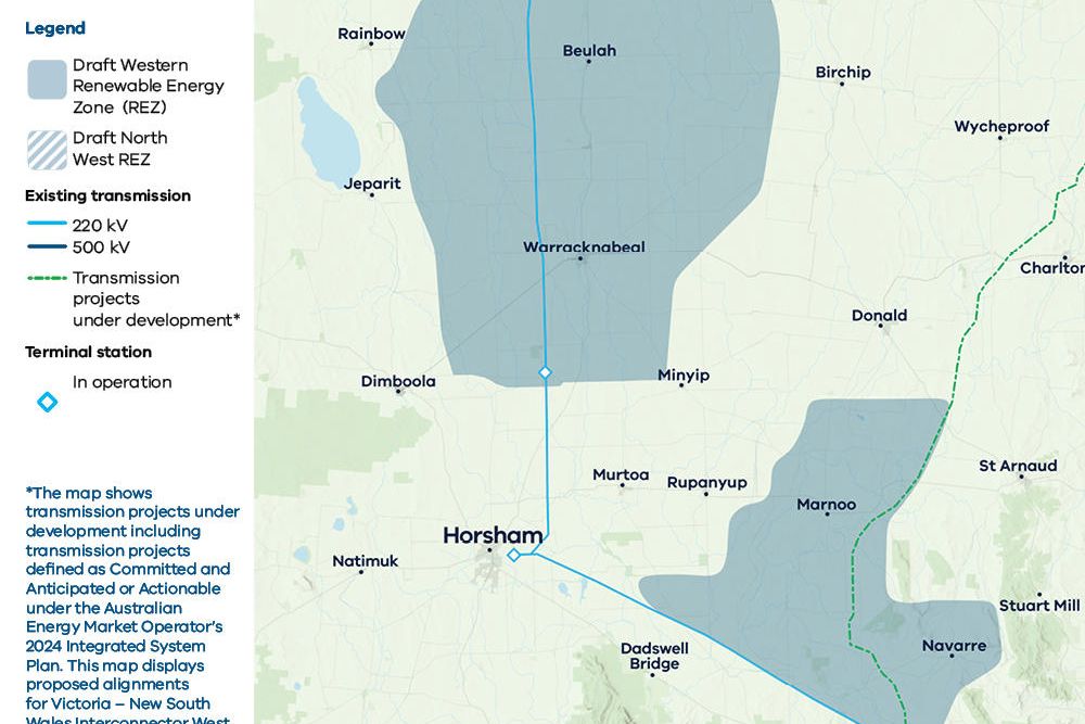 Blue areas show the most recently proposed REZ in Western Victoria.