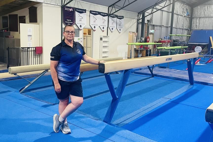 Head Coach of the Natimuk and District Gymnastics Club, Lynette Morrow - the clubrooms have been impacted by dust and fumes in the foam flooring after the January 9 fires.