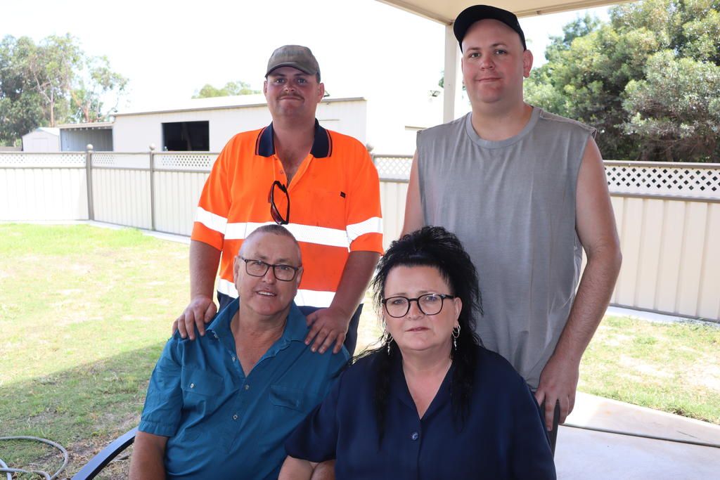Michael and Net Sudholz with sons Kane and Jake lost their home in the Friday fires in Natimuk.