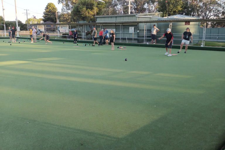 Twilight bowls completed week two of competition last week where 12 teams have entered including Brad Holland, Brendon Bibby (pointing), Chris O'Connell, Brendon Bride, Trish Rawlins (sitting), Hugh Nixon, Ailys McQueen (sitting), Simone Davison, Josh Barry, Gordon Templar (red shirt), Dale Stronach, Bill Kerr, Lee Nikkelson, Mark Anderson, Norm McLean and Bailey Watts who played out the second week of competition.