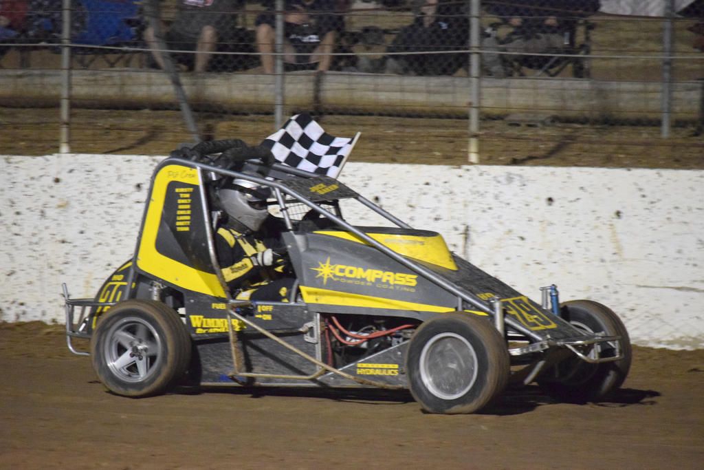 Jock Baker is hoping to hold the chequered flag after the completion of the Victorian Title at Blue Ribbon this Saturday.