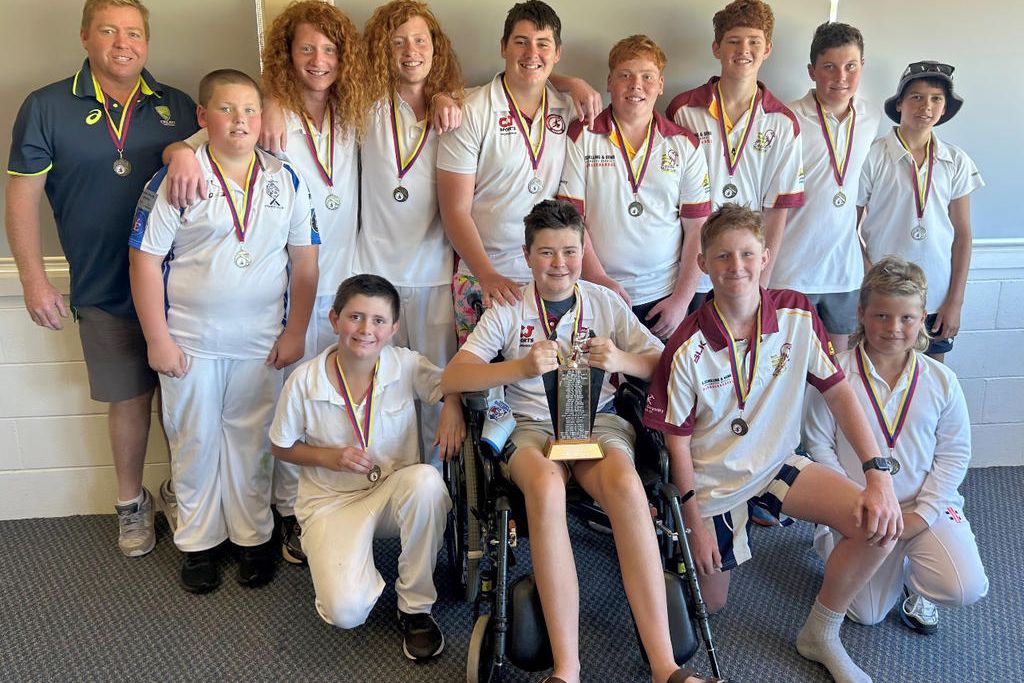 The premiership-winning Warracknabeal junior cricket side (from back left): coach Graeme 'Boycie' Holland, Oaklee Rowe, Bailey Andrews, Jet Andrews, Jaiden Cooksley, Oliver Holland, Sam Williamson, Issac Credlin, Charlie Slater; (front): Harvey Thomas, Colby Anderson, Bayden Jenkinson and Luke Perris.