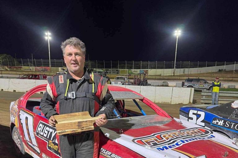 Mick Dann after he qualified for the feature at the South Australian Street Stock Title recently.