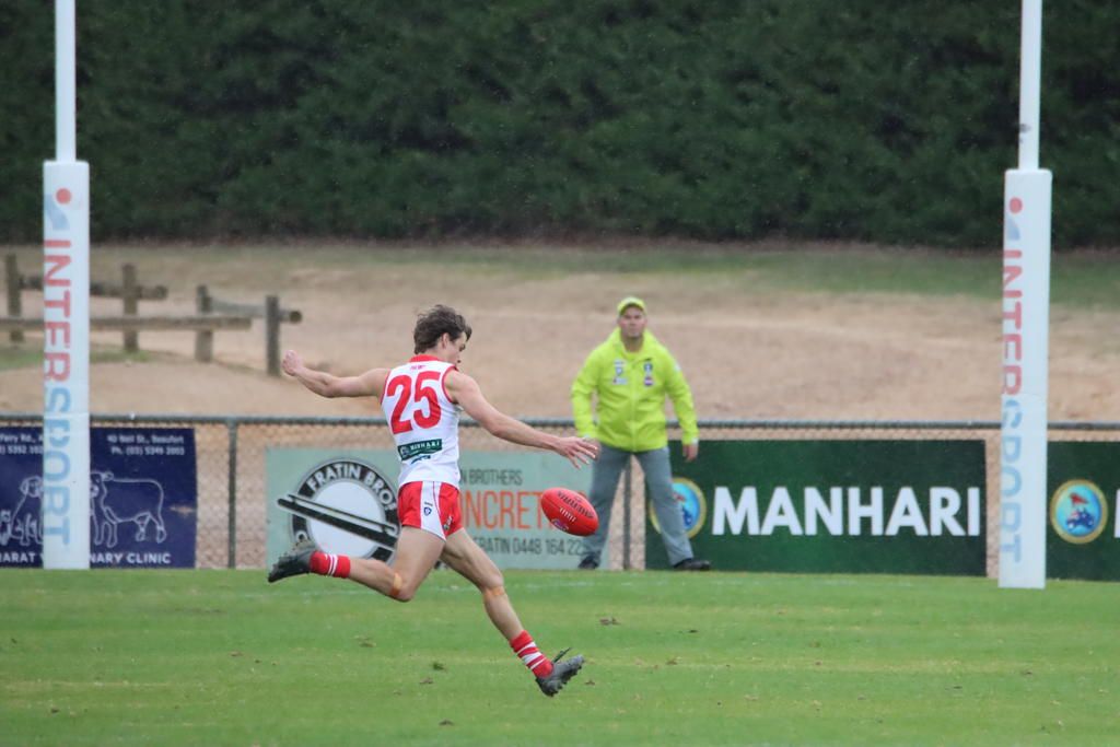 Ethan Summers had this opportunity in front of goal during their clash with Horsham on Saturday.