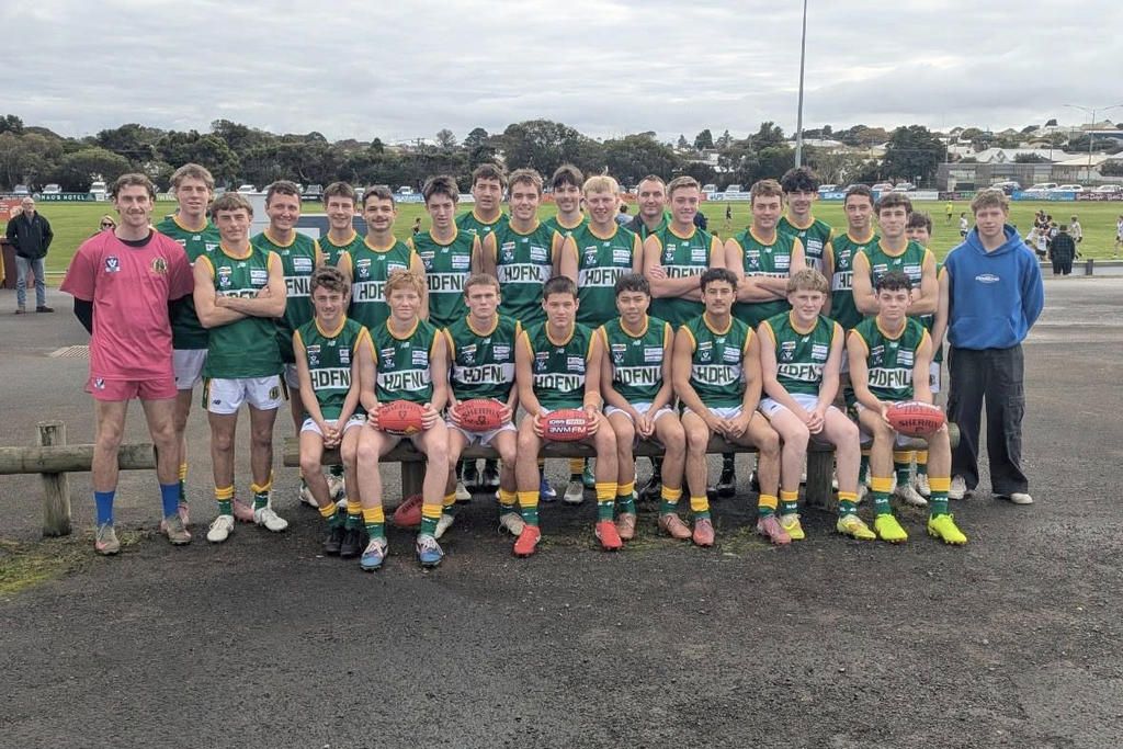Both the Horsham District and Wimmera Football Netball Leagues competed at the South West District Football Netball Junior Carnival on Sunday, May 17.&nbsp;Pictured here is the HDFNL under 17s football side who finished with two wins and two losses.
