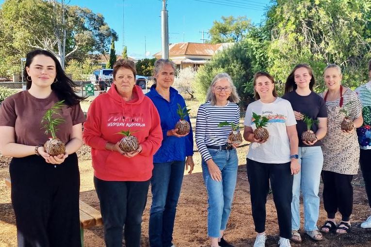 Kokedama class - Kimberley, Pam, Catherine, Barbara, Claire, Kate, Vanessa and Michelle