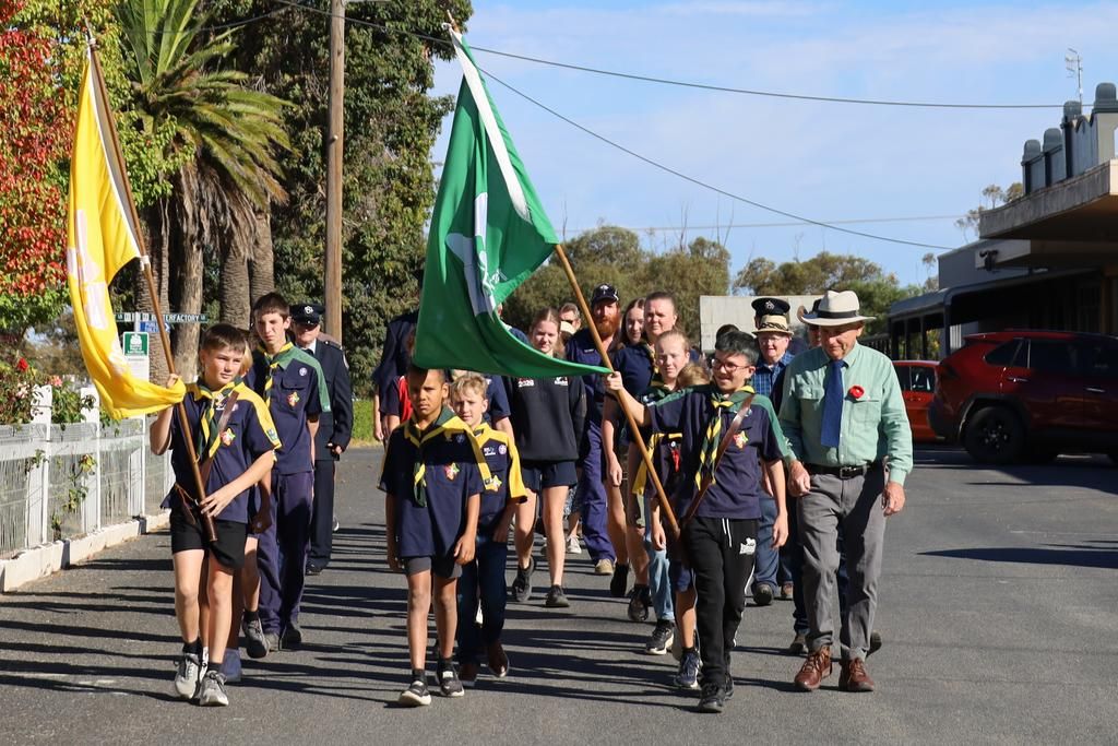 The Scouts led the Anzac Day march in Rainbow.