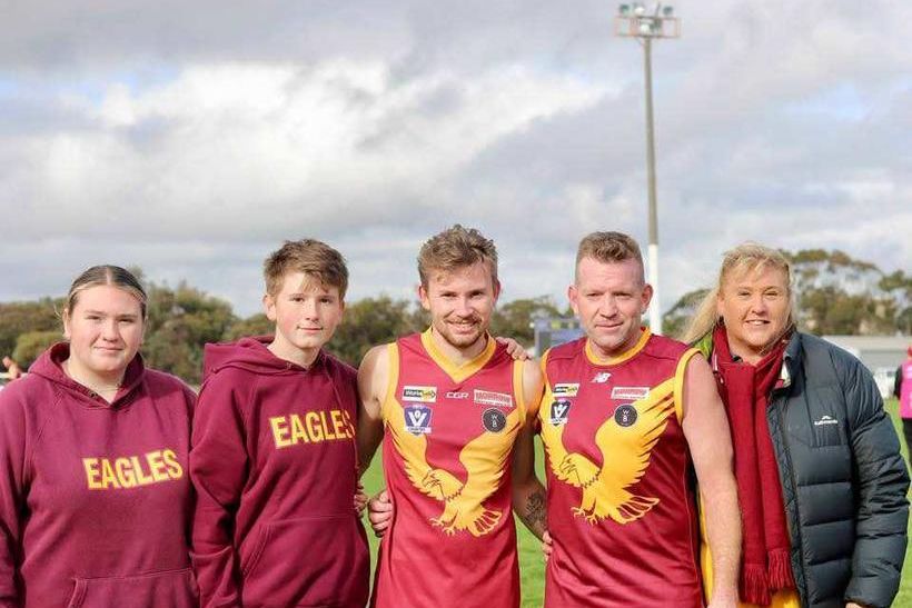 Clint Jonasson with his family ahead of his milestone 500th game.