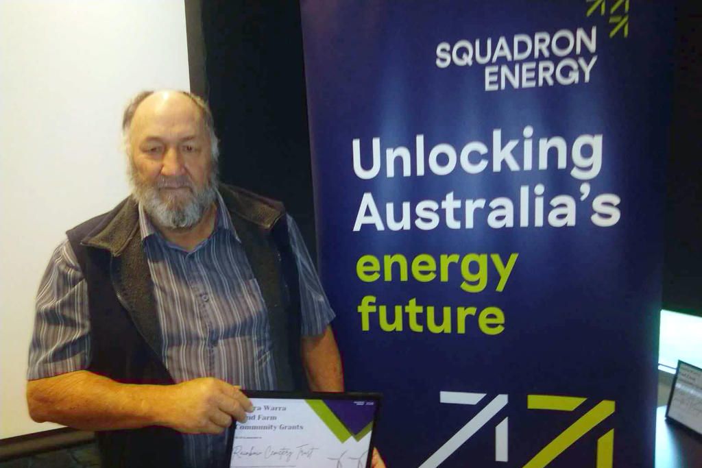 Rainbow Cemetery Trust vice-chairperson received the $3121 from the Murra Warra Windfarm Community Grant on Thursday, June 18.