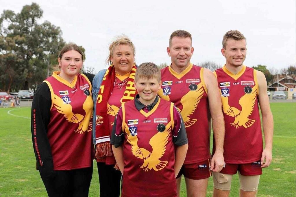 Clint's daughter Milly, his wife Tennille, Clint, his son Kynan and (front row) youngest Zander at his 450th.