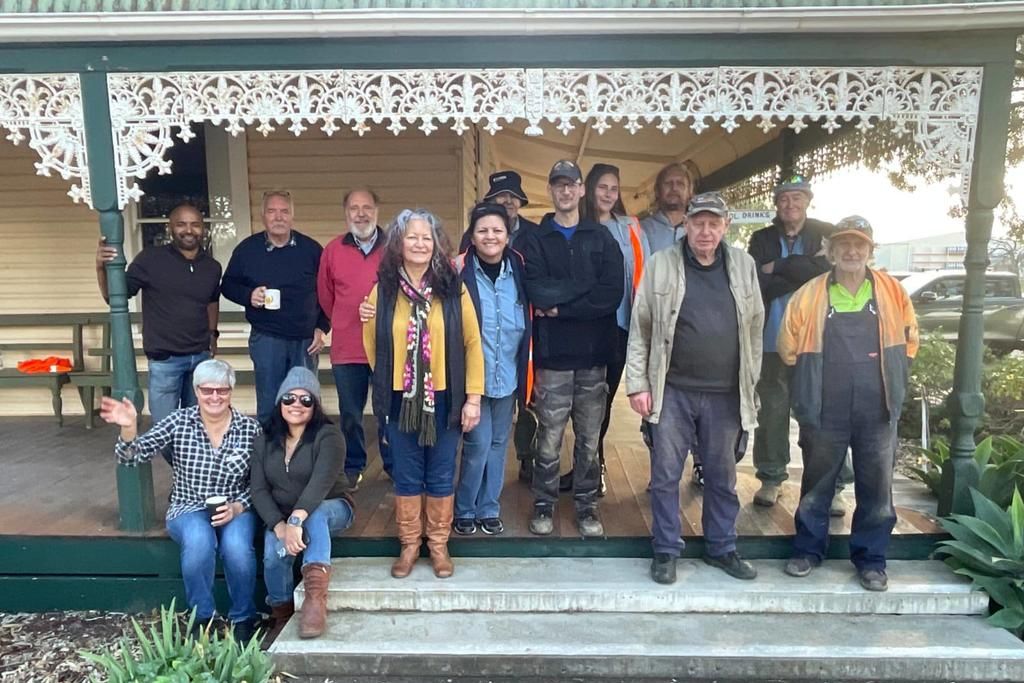 More than 20 people from Jeparit, Rainbow, Horsham and surrounding areas, including Michael Mashoub, Gordon Bennett, Graham, Mary Graetz, Natalia Aguiree, Clem Paech, Clifton Johns, Morgan Ninnes, Paul Hansen, Don Pedder, Duncan Calborn, Leigh Clubschon, with Wendy Werner and Ary G (front) gathered on the day and cleaned six heritage buildings on May 30.