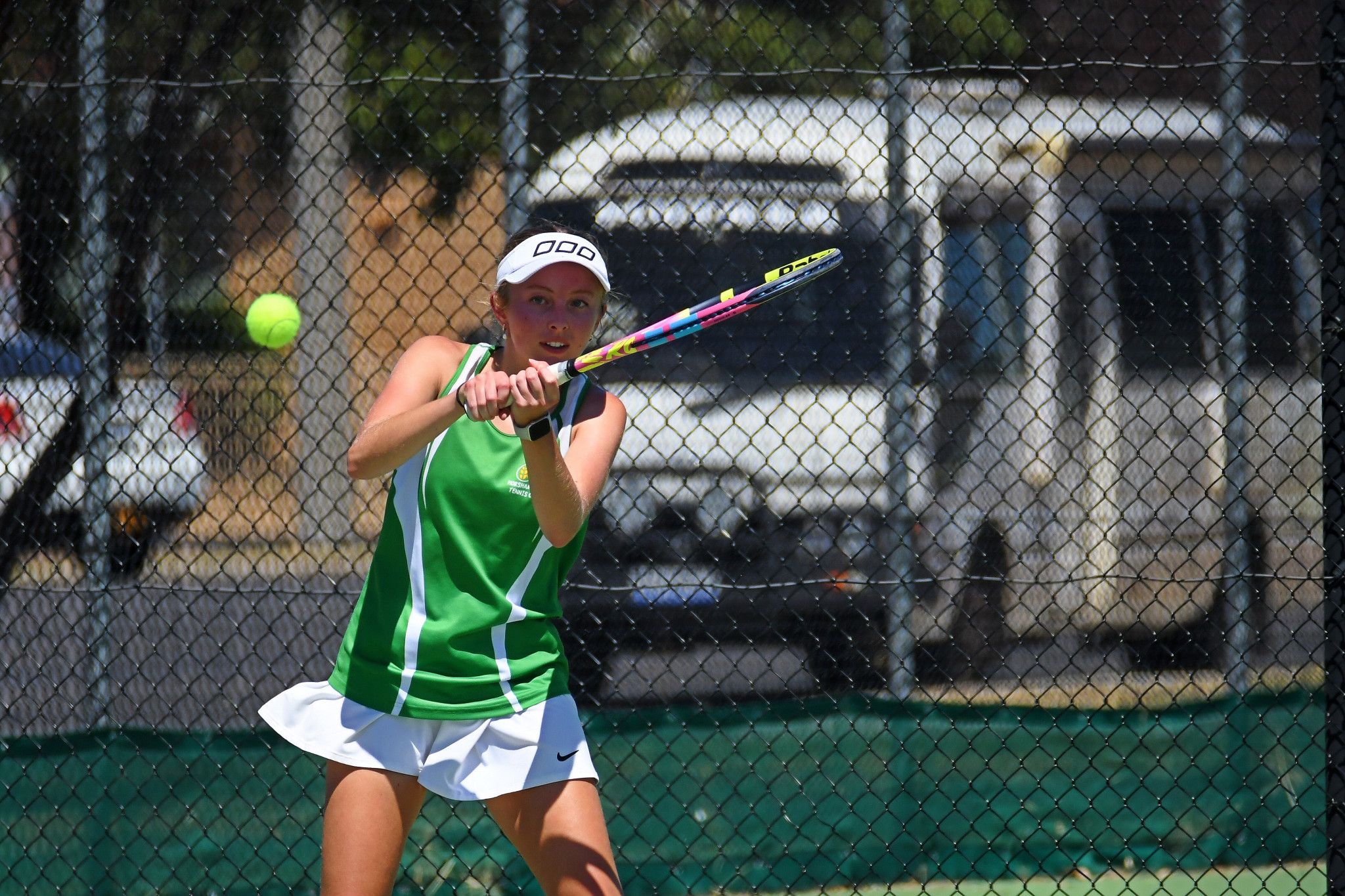 Ella Thompson connects with a backhand.