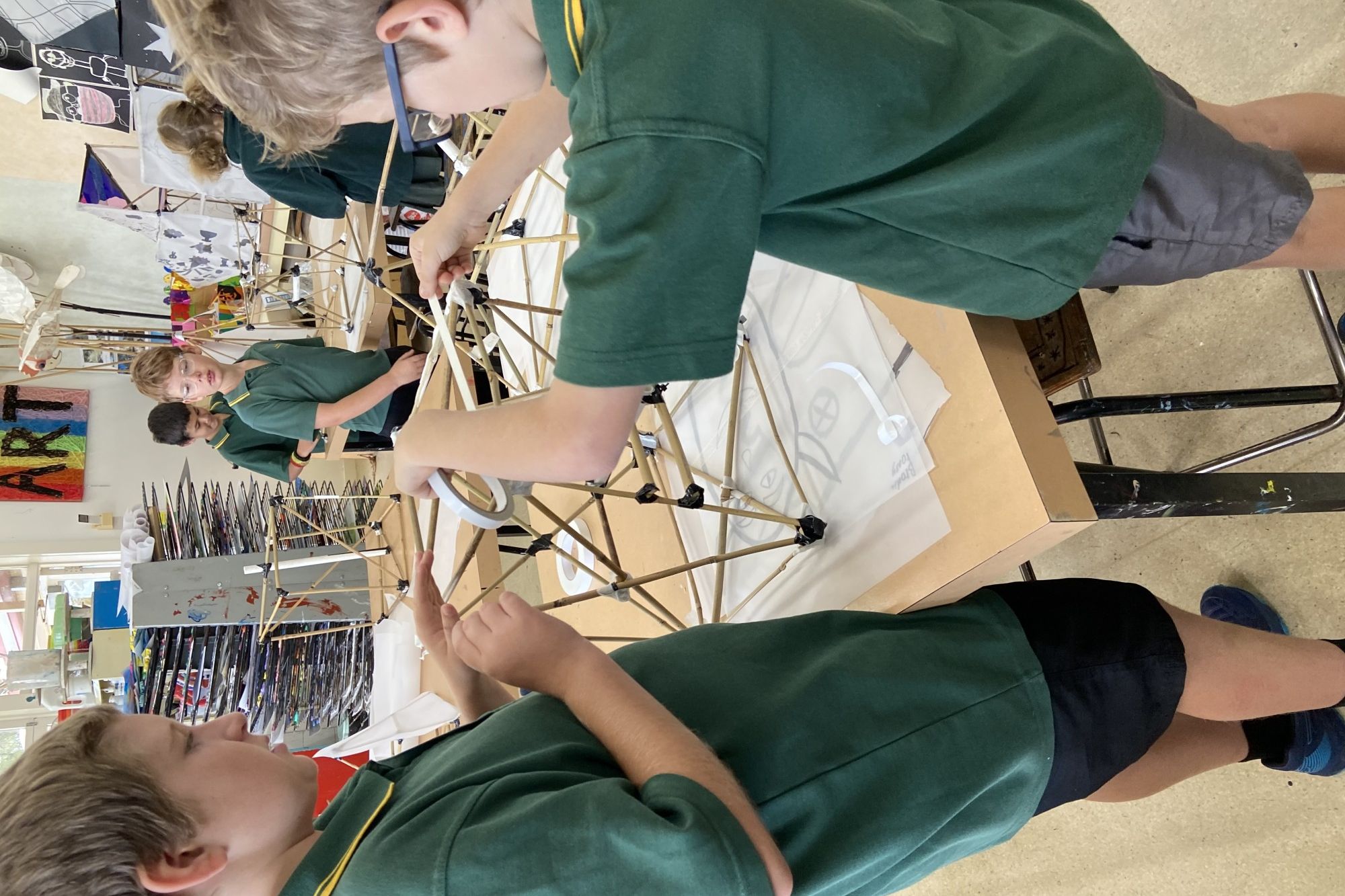 Fifth-graders Roary and Brodie work together to create a lantern for the Wimmera Steampunk Festival children&rsquo;s lantern procession.