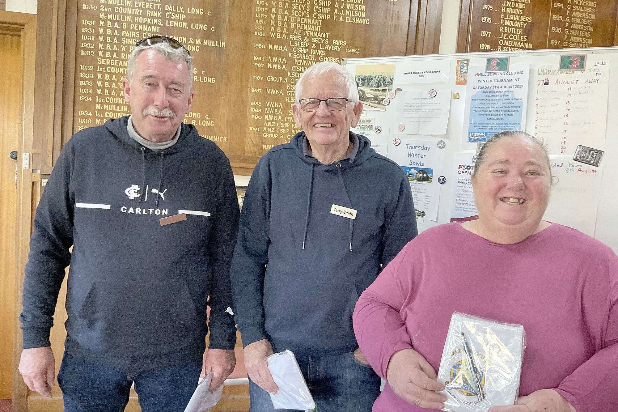Warracknabeal's top team: Graeme Shalders, Terry Smith and Debra Steed.