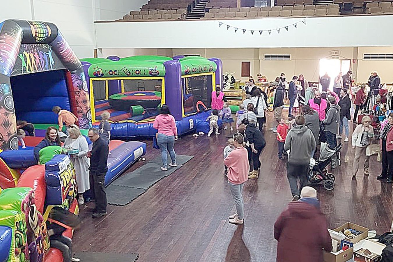 Inside the Warracknabeal Town Hall was every kid's dream - a range of inflatable and family-friendly activities to keep the littler ones entertained while the adults peruse the market.