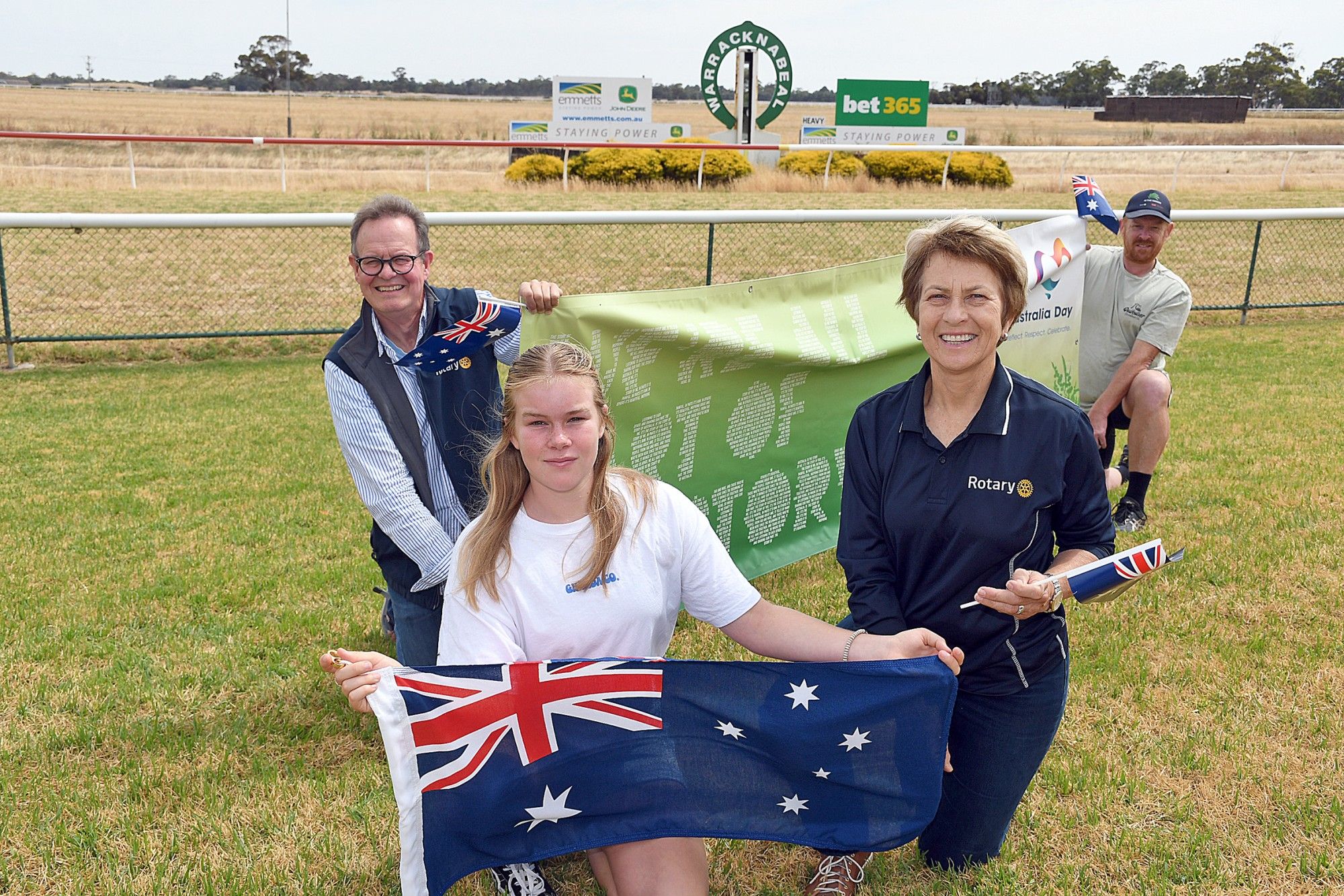 COMMUNITY: Rotary Club of Warracknabeal ... John Tonkin, Young Achiever of the Year Piper Knorpp, Rotary Club of Warracknabeal ... Wendy Hewitt welcome all members of the community to the Warracknabeal Racecourse on January 26 to celebrate Australia Day.