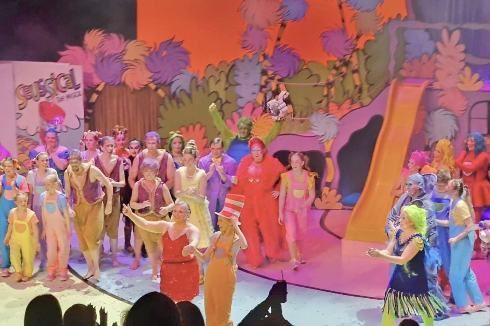 Stacey Brennan, centre front, takes a bow with the cast.