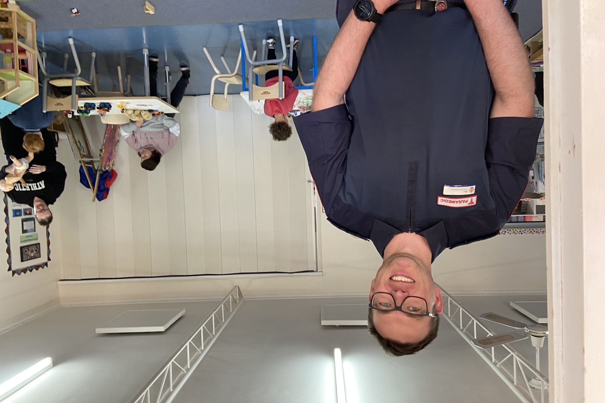 Paramedic Stu Mills from Ambulance Victoria at the Dimboola Early Learning Centre.