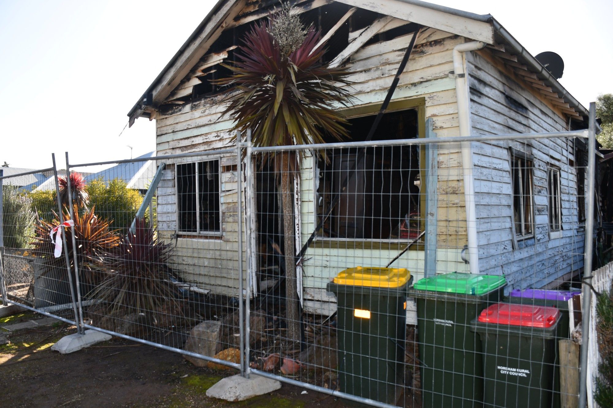 The family home destroyed by fire.