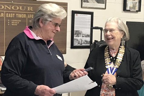Guest speaker Edith Whyatt and Dimboola Probus president Jill Moar share a smile during their day of friendship.