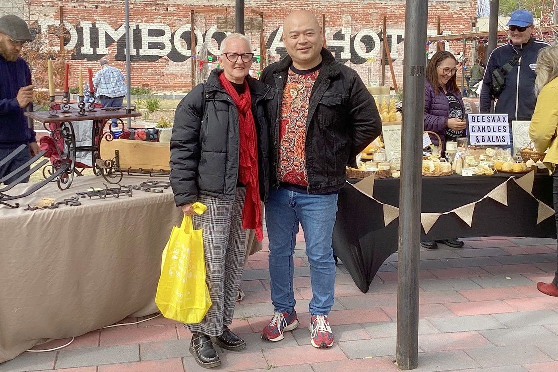Organiser Chan Uoy (right) was pleased with attendance at Saturday's Dimboola tower market.
