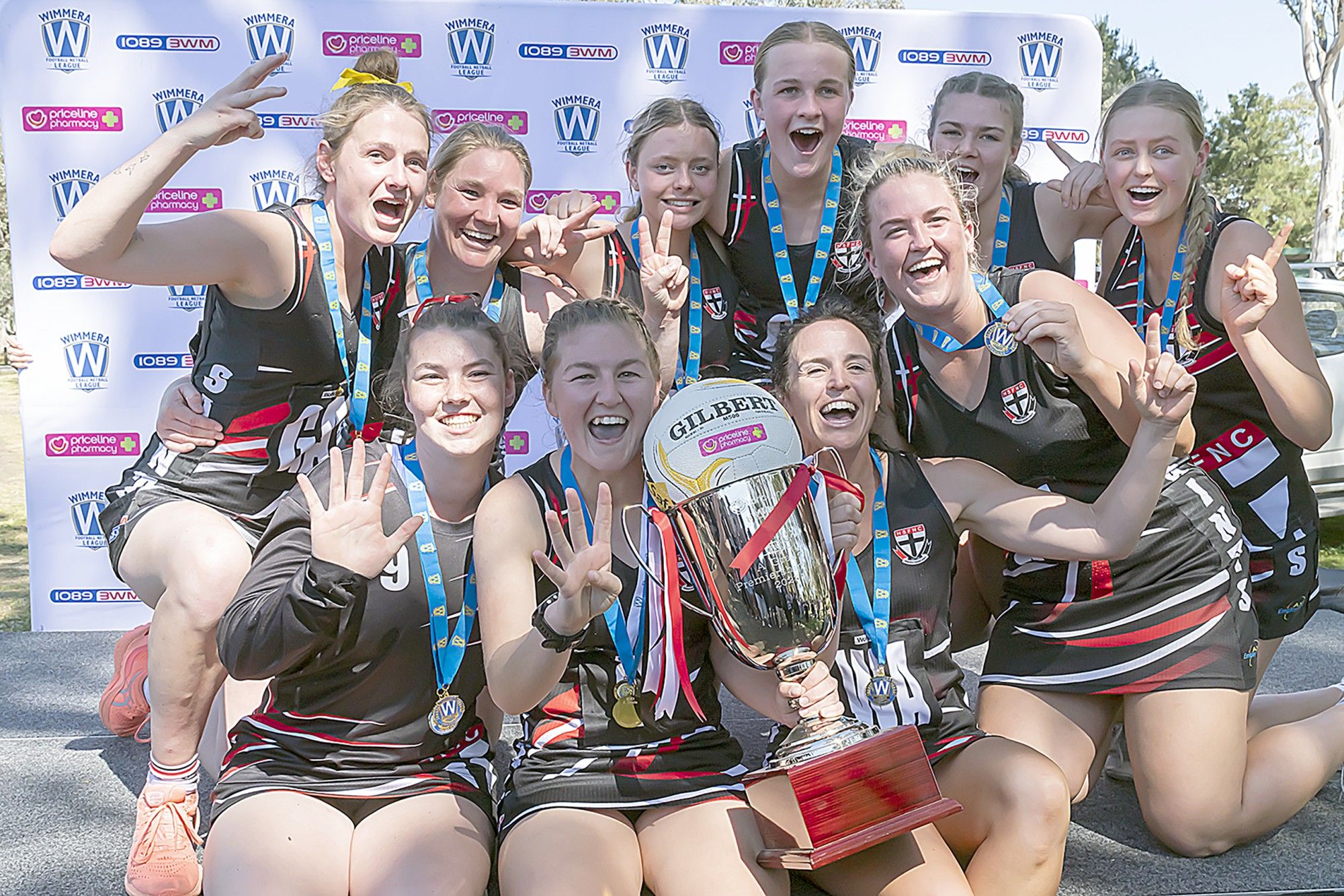 Horsham Saints celebrate back-to-back A Grade premierships.