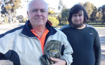 Minyip residents Ricky Murphy and son-in-law Jacob Jenyns attended the drop-in session. Photo: FAYE SMITH
