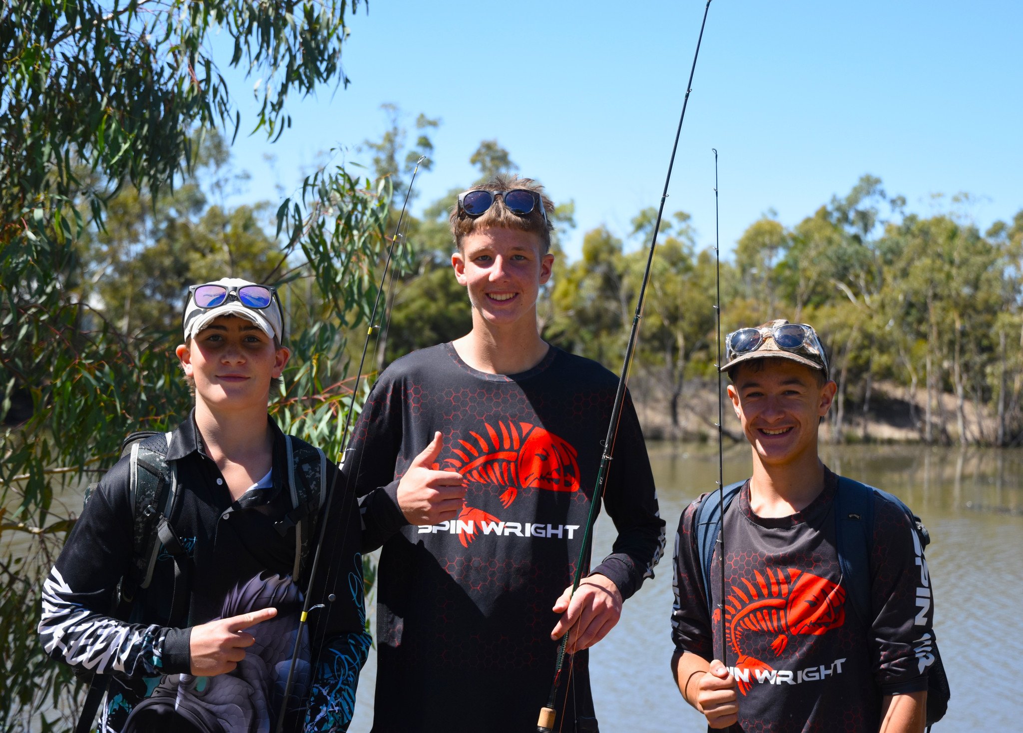 Austin McLellan (left), Harry Hicks and LJ Kafegellis are all smiles during the Horsham Fishing Competition.