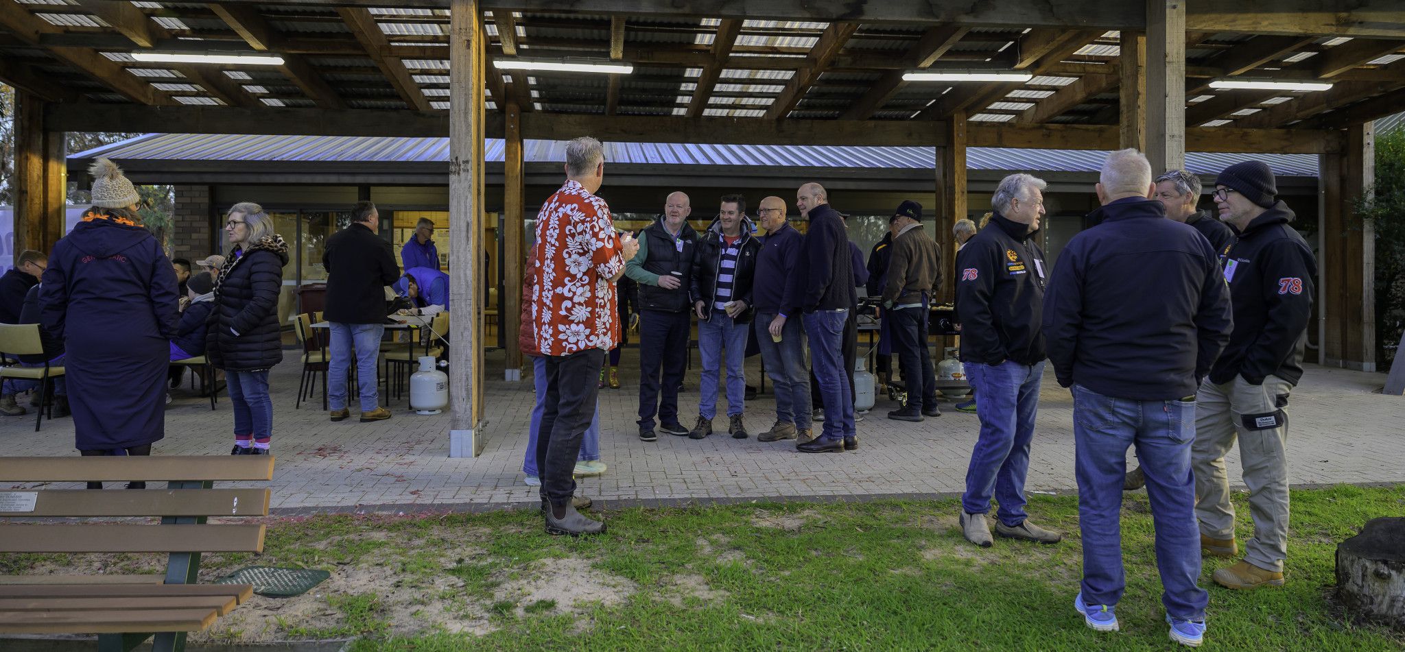 Beyond Bitumen car rally participants at the breakfast in Horsham.