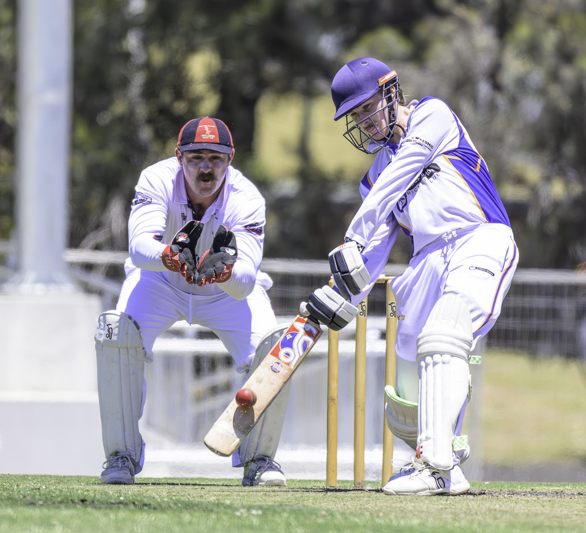 Lubeck Murtoa's Blake Turner connects with a delivery against the Bullants at Horsham City Oval.