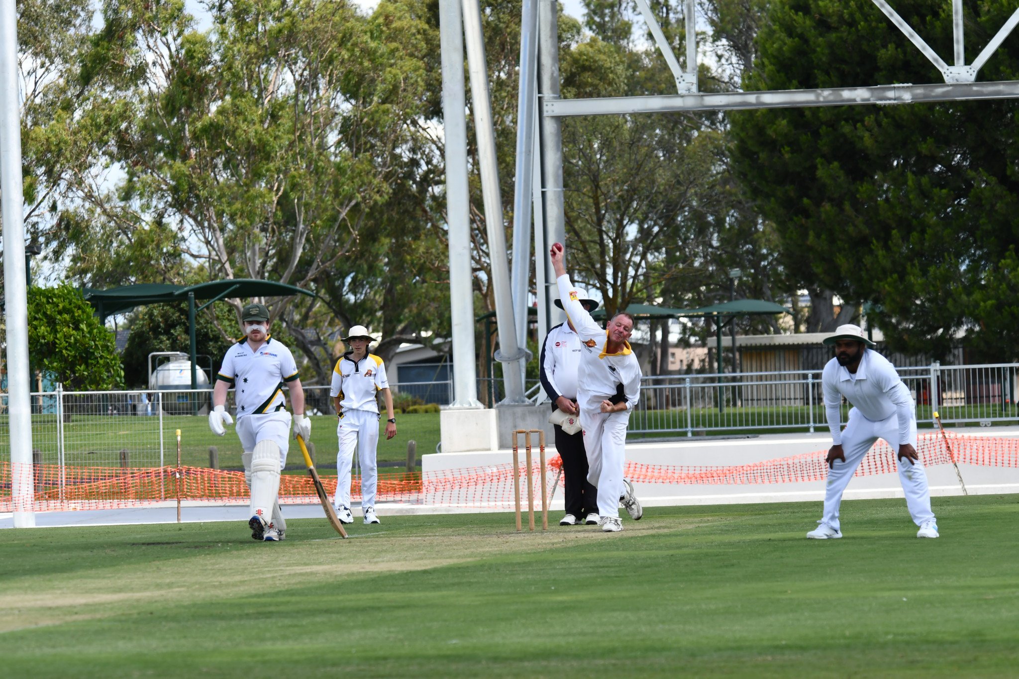 Tigers' David Puls bowling. He finished with figures of 0/46 (17) with five maidens. PHOTO: TONY TOMLINS