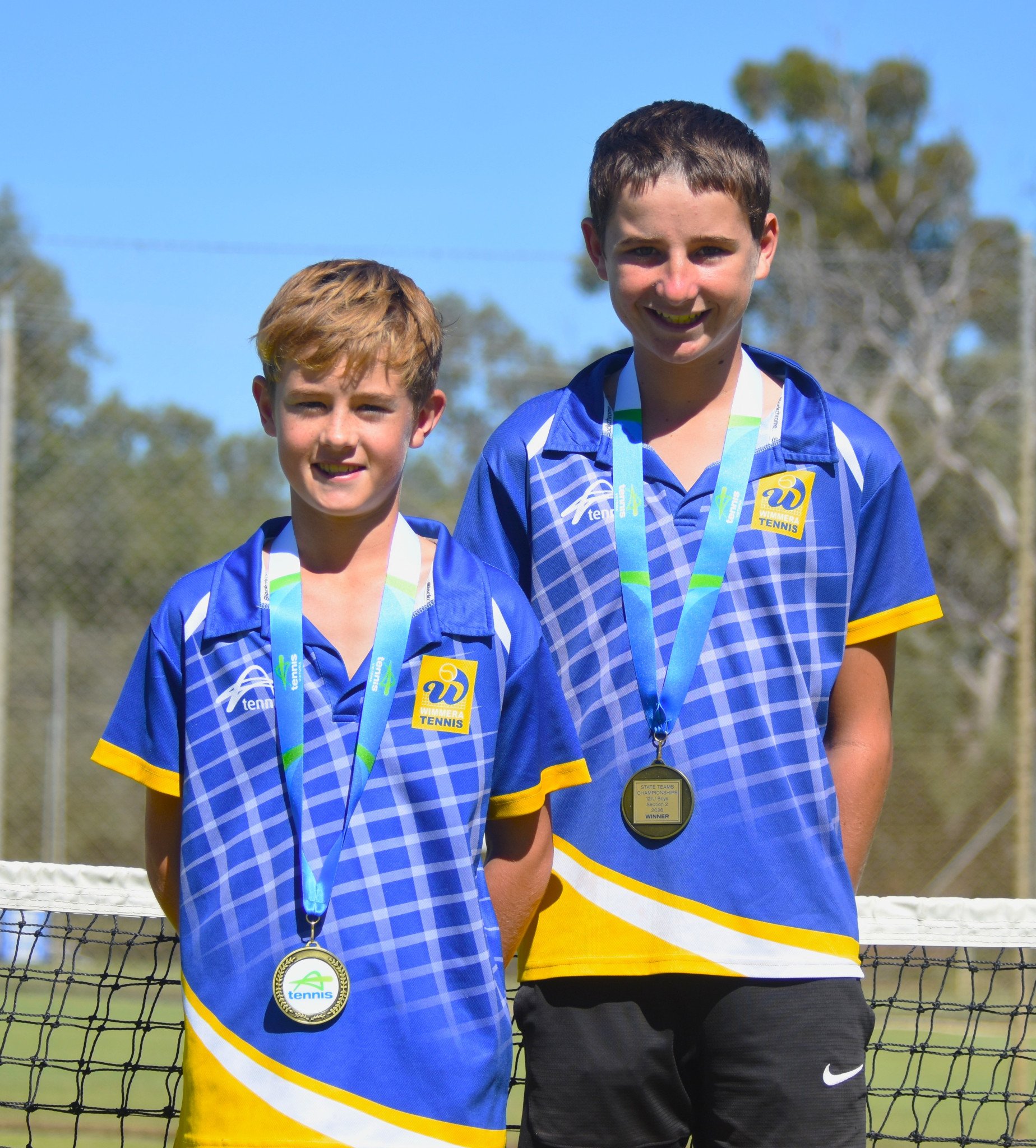 Wimmera's Denley Tyler (left) and Des Coffey (right) won the Under 12 Boys Section 2 competition at the State Team Championships.