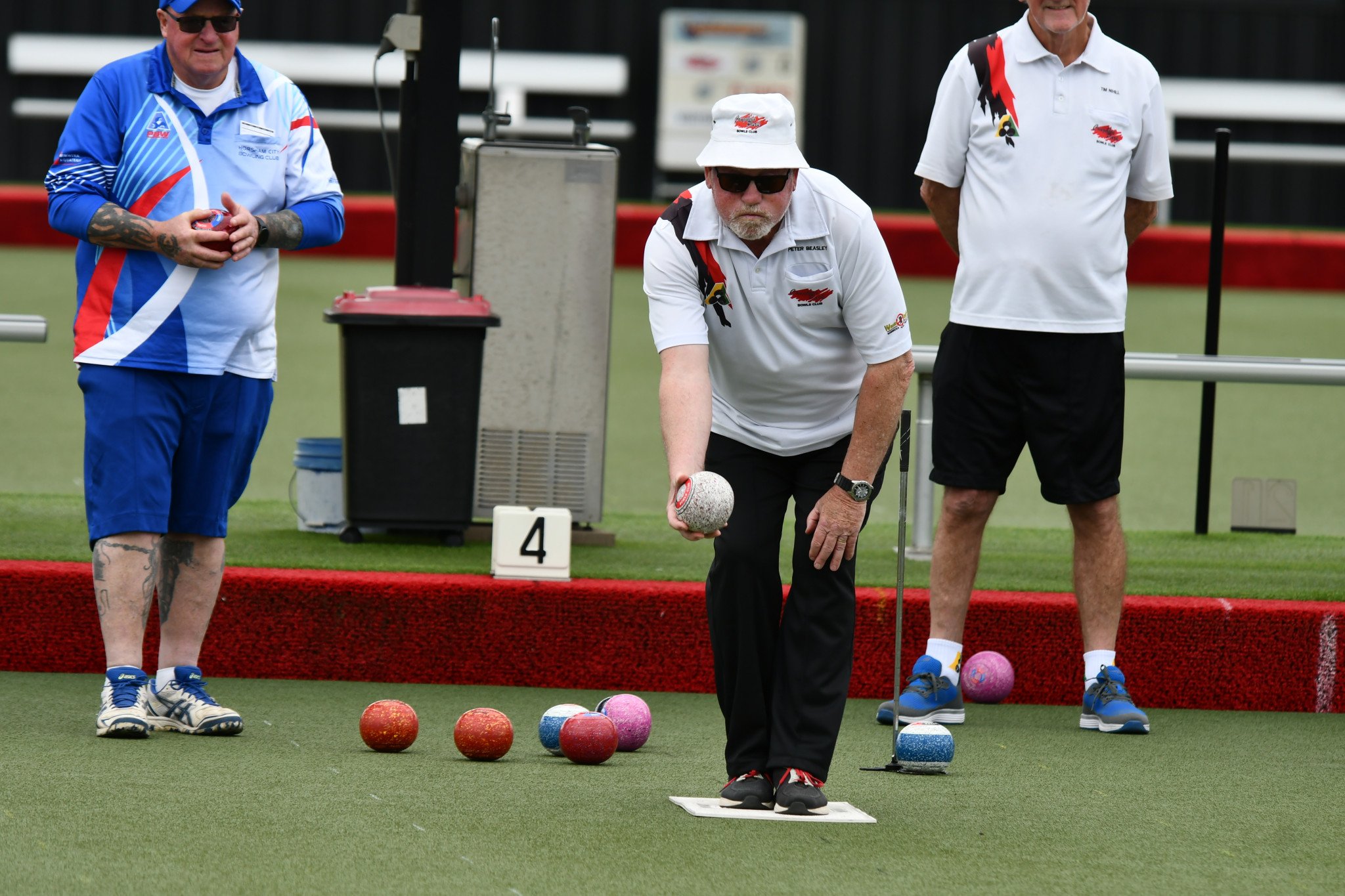 Peter Beasley focuses before one of his bowls.
