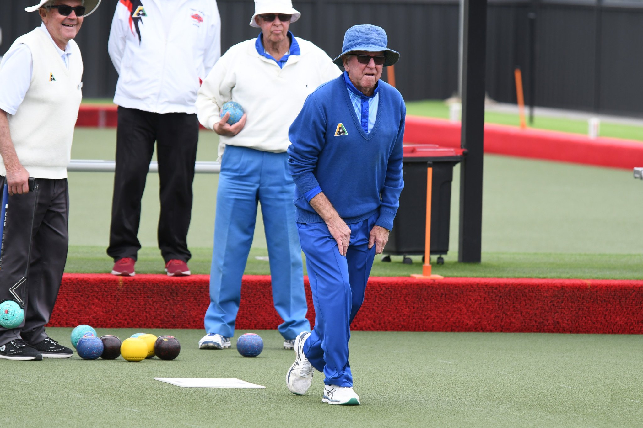 Horsham City's Derek Ballinger assesses his bowl.