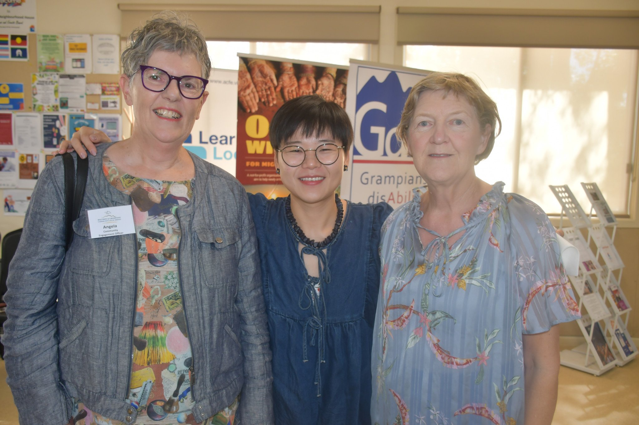 Angela Murphy and Joey Wang of Ballarat and Grampians Community Legal Services with Anne Mathewqs from Centre of Participation Horsham.