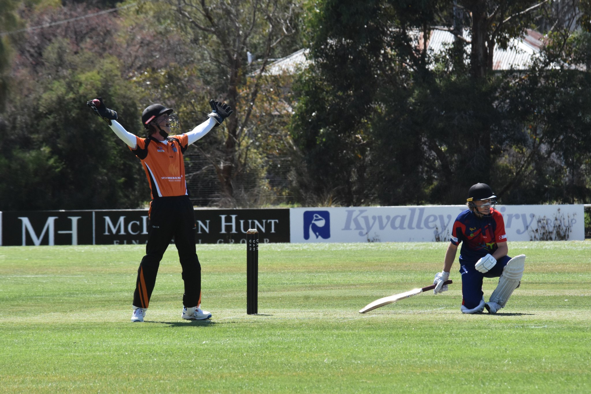 WMCA wicket-keeper Glenn Pearse celebrates the wicket of Luke Miller. PHOTO: CHRIS GRAETZ