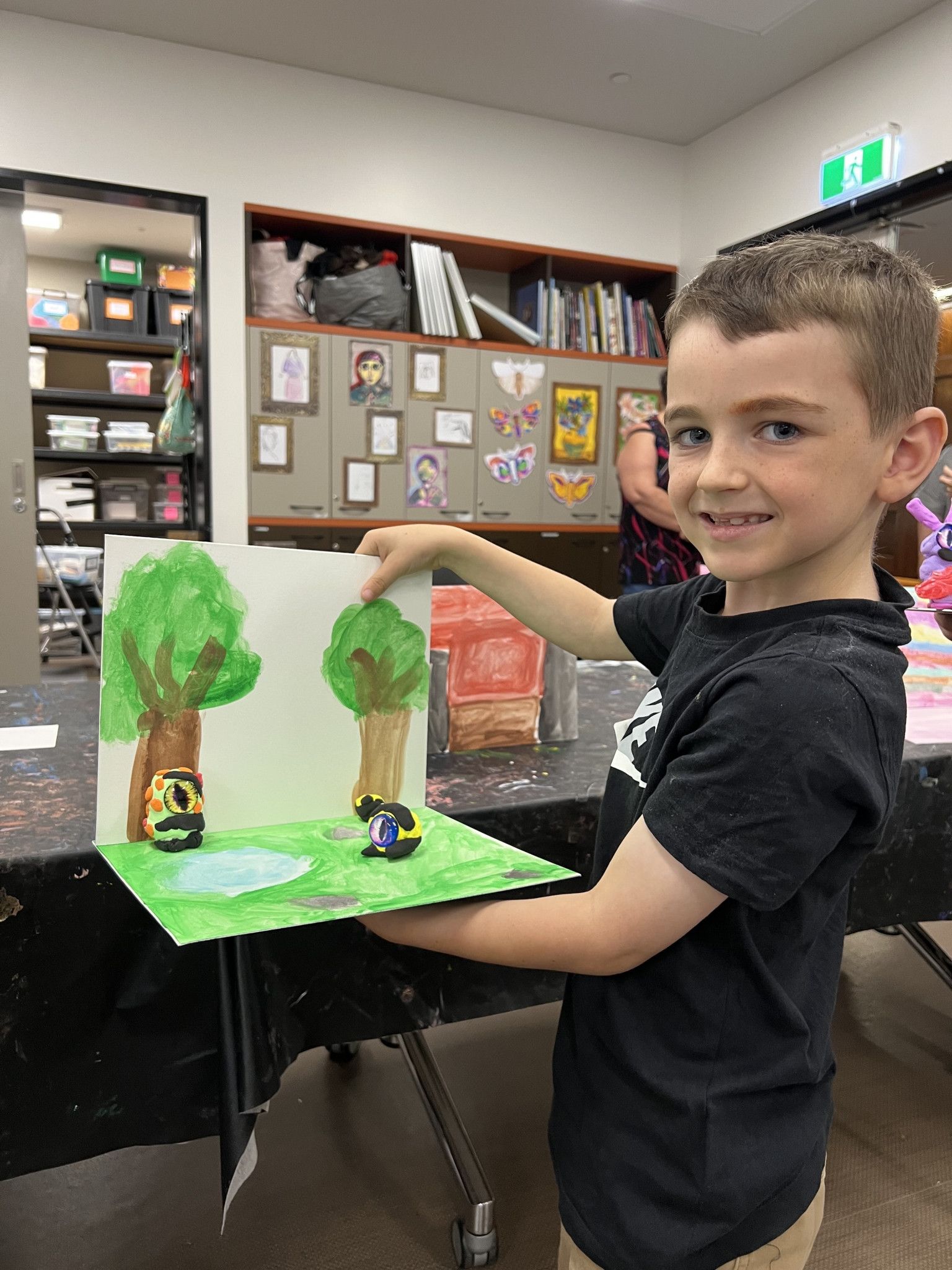 Xavier, 7, flexing his Mini Monsters.