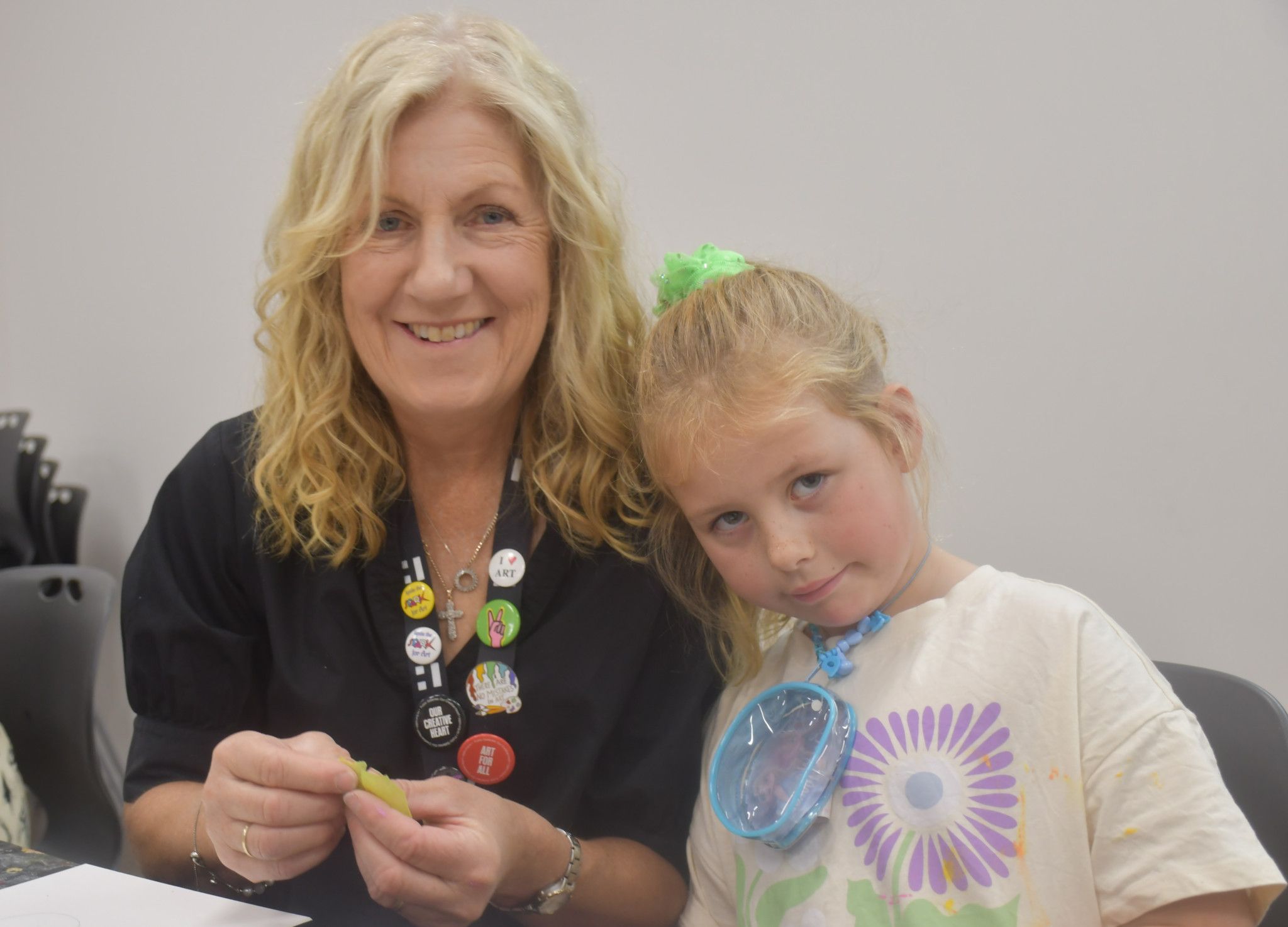 Cindy Francis with her granddaughter Sadie, 6, during the 'Rit it Up' activity at the Horsham Art Gallery.